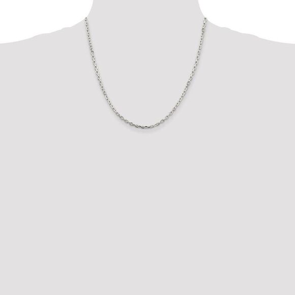 3.25mm Sterling Silver Solid Beveled Oval Cable Chain Necklace, 20 In - Picture 2 of 8